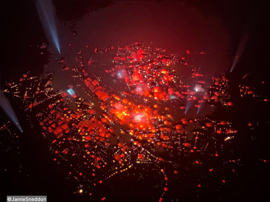 Goodtime Charlie - A section of my Bombed out city model with active searchlights